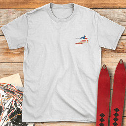 USA Flag Ski Pocket T Shirt Gift For Skier