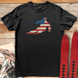 USA Flag Ski T Shirt Gift For Skier