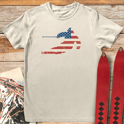 USA Flag Ski T Shirt Gift For Skier