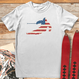 USA Flag Ski T Shirt Gift For Skier