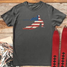 USA Flag Ski T Shirt Gift For Skier