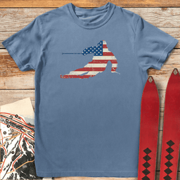USA Flag Ski T Shirt Gift For Skier
