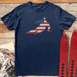 USA Flag Ski T Shirt Gift For Skier