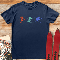 Three Skiers T Shirt Gift For Skier