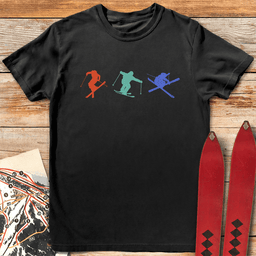 Three Skiers T Shirt Gift For Skier