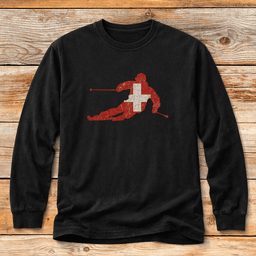 Swiss Ski Flag T Shirt Gift For Skier