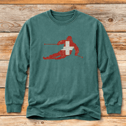 Swiss Ski Flag T Shirt Gift For Skier