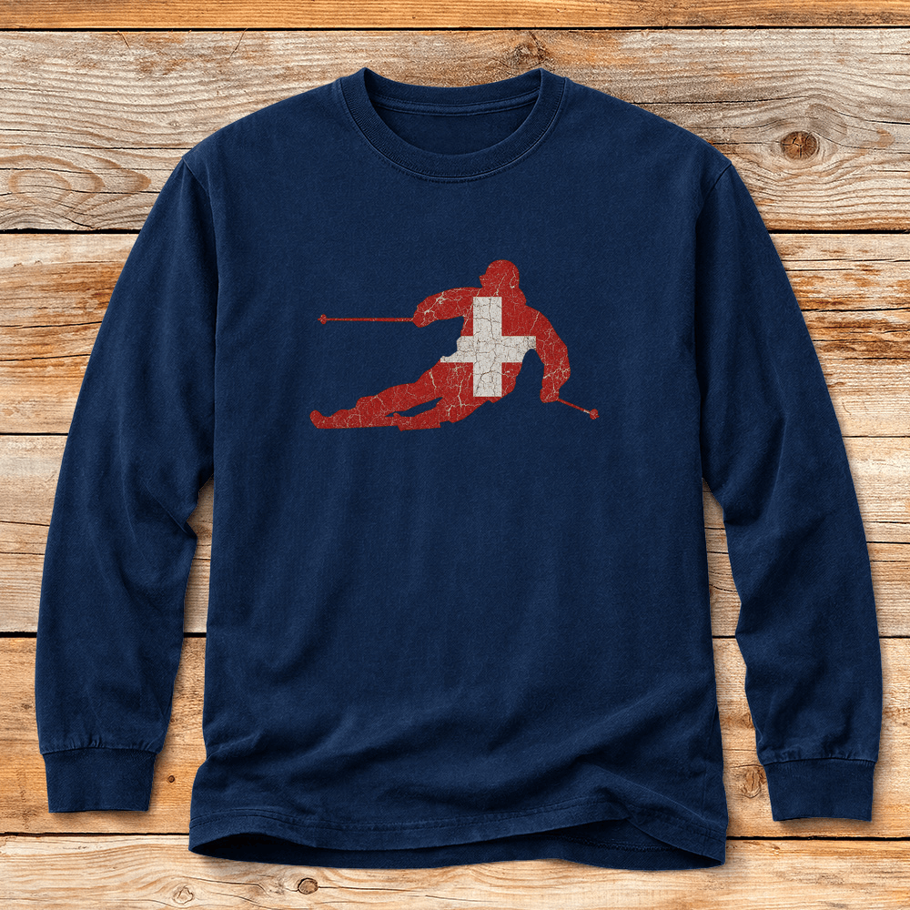 Swiss Ski Flag T Shirt Gift For Skier