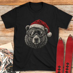 Christmas Bear T Shirt Gift For Skier