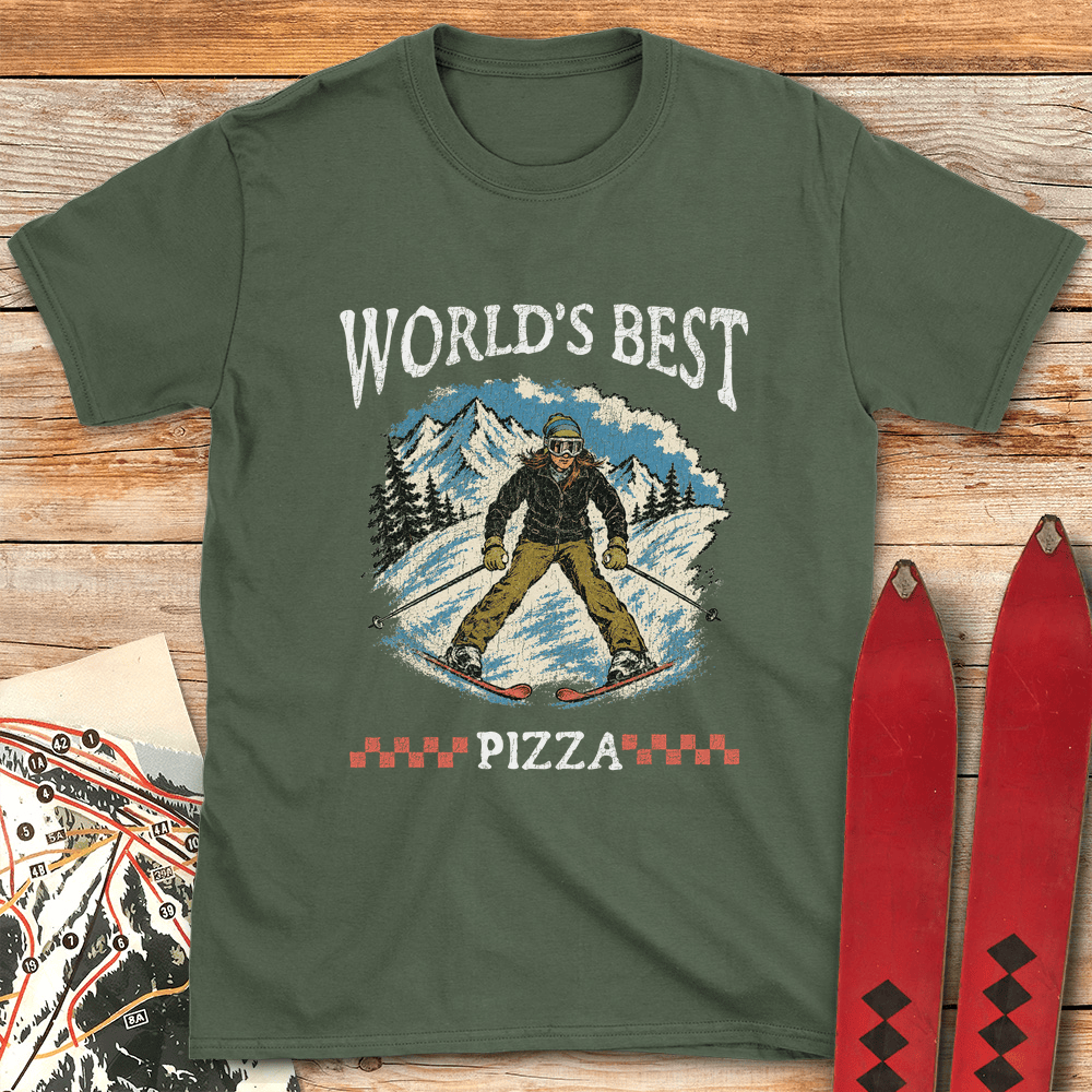 Worlds Best Pizza T Shirt Gift For Skier