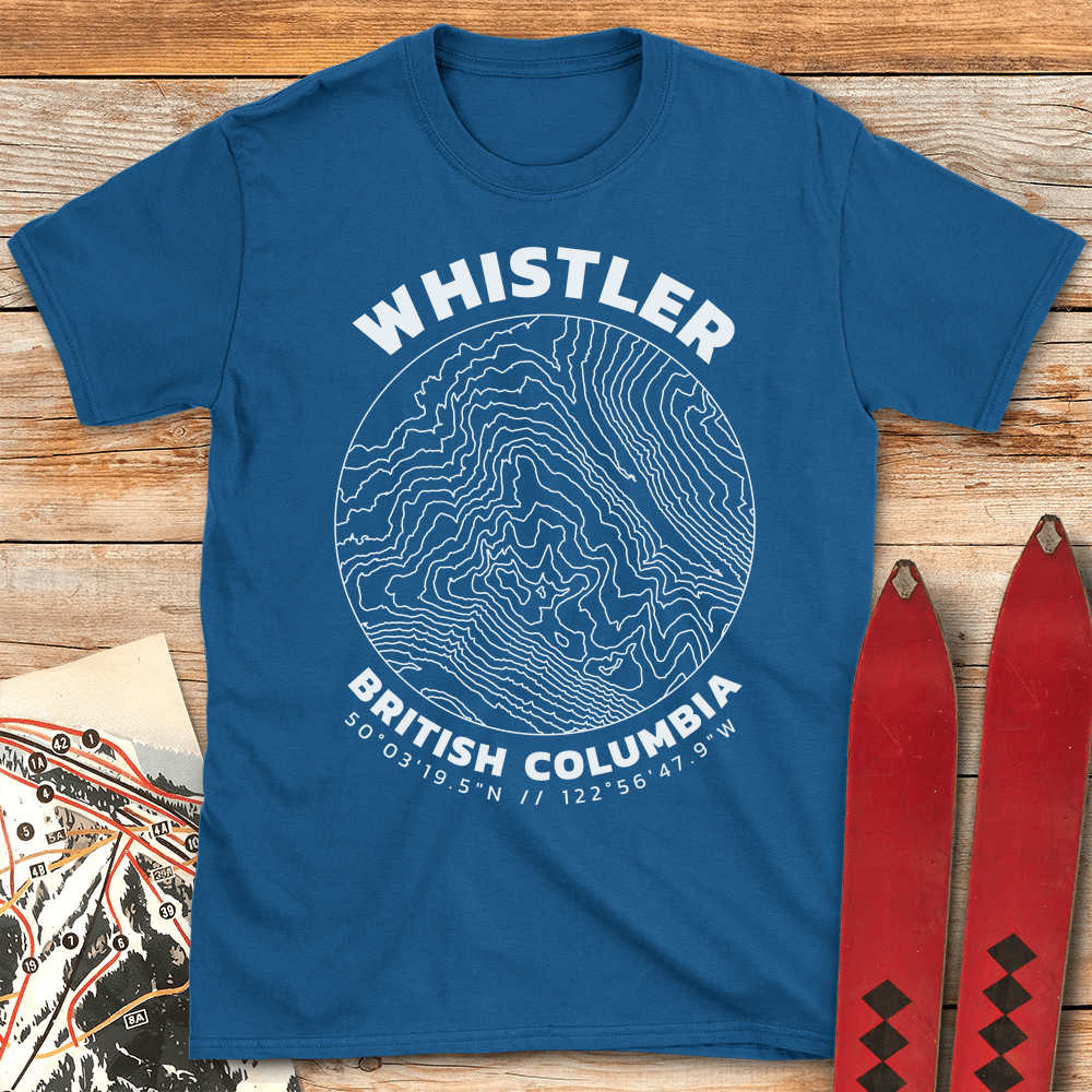 Whistler Topo Map T Shirt Gift For Skier