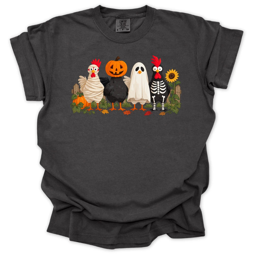 Spooky Garden Chickens T Shirt Gift For Gardener