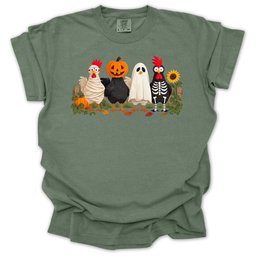 Spooky Garden Chickens T Shirt Gift For Gardener