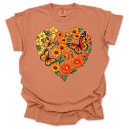 Butterfly Garden Heart T Shirt Gift For Gardener