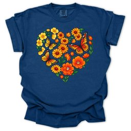Butterfly Garden Heart T Shirt Gift For Gardener