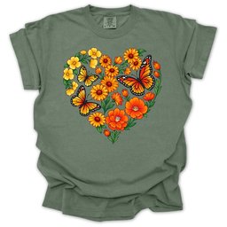 Butterfly Garden Heart T Shirt Gift For Gardener