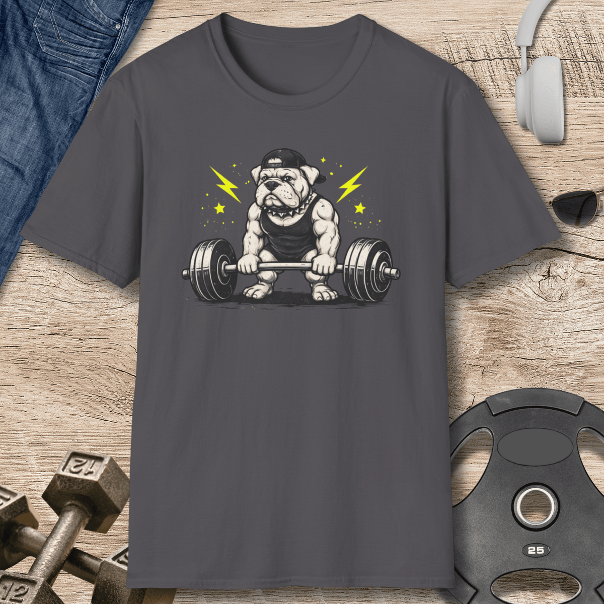 Bulldog Powerlifting T Shirt Gift For Fitness Lover