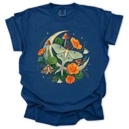 Floral Luna Moth T Shirt Gift For Gardener