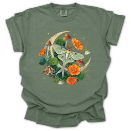 Floral Luna Moth T Shirt Gift For Gardener
