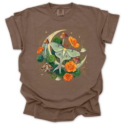 Floral Luna Moth T Shirt Gift For Gardener