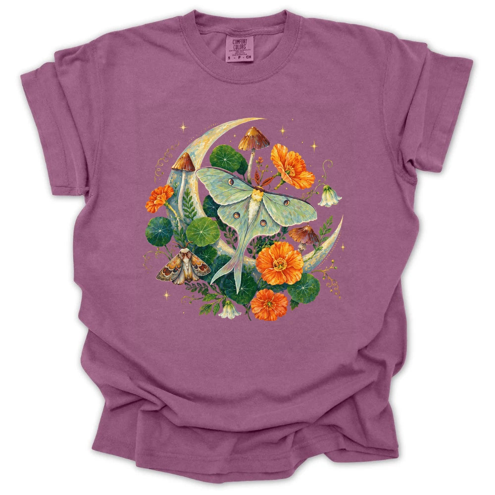 Floral Luna Moth T Shirt Gift For Gardener