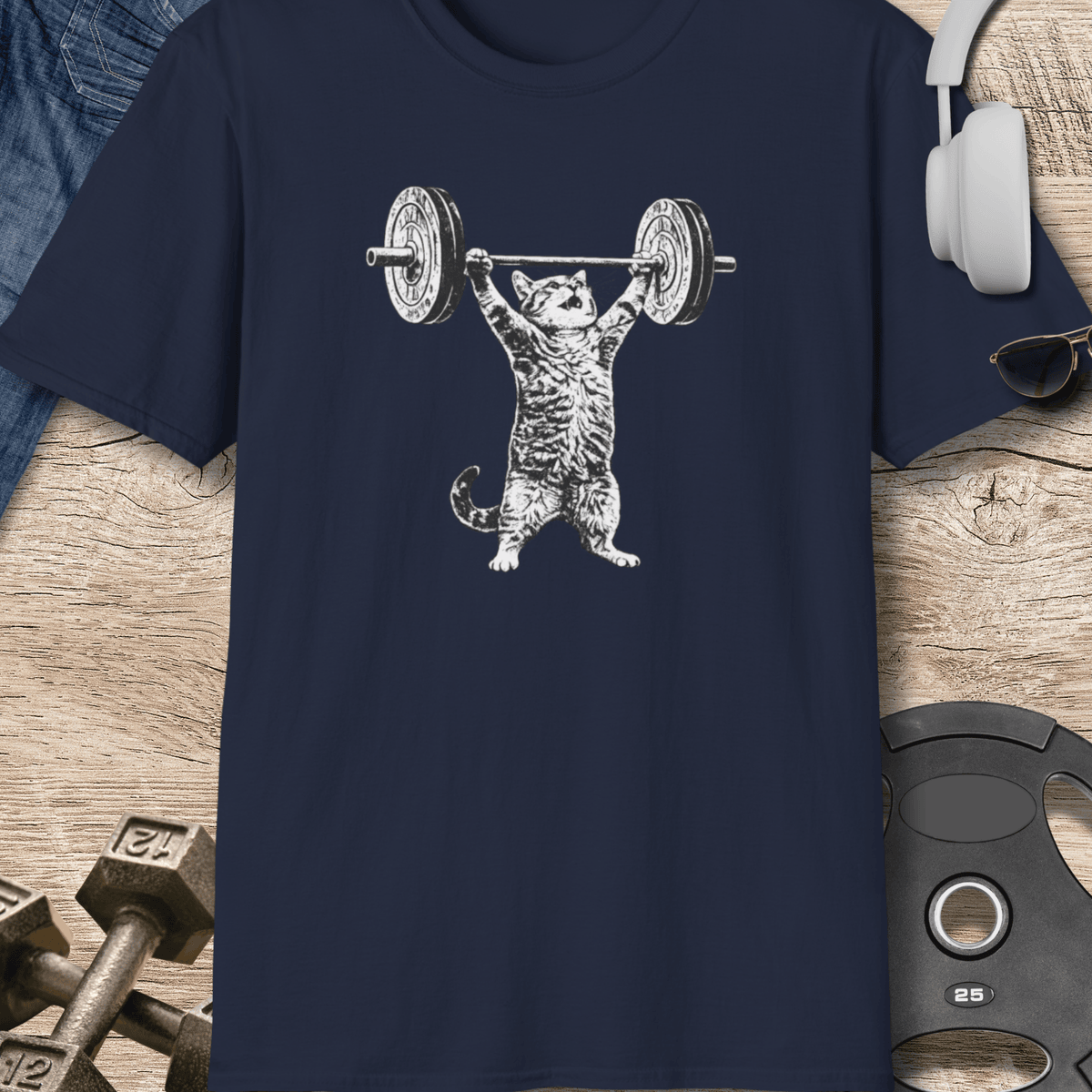 Cat Weightlifter T Shirt Gift For Fitness Lover