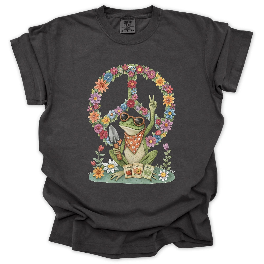 Peaceful Frog T Shirt Gift For Gardener