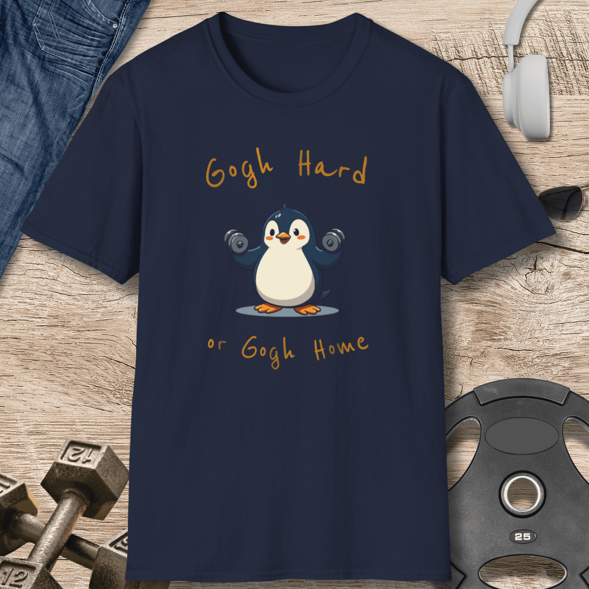 Gogh Hard Penguin T Shirt Gift For Fitness Lover