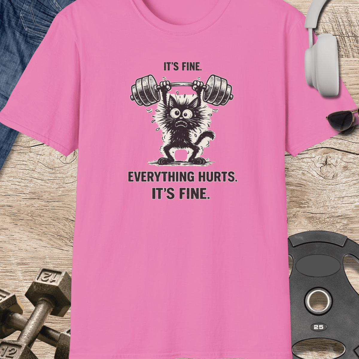 Its Fine Cat T Shirt Gift For Fitness Lover