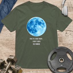 Blue Moon Mirror Check T Shirt Gift For Fitness Lover
