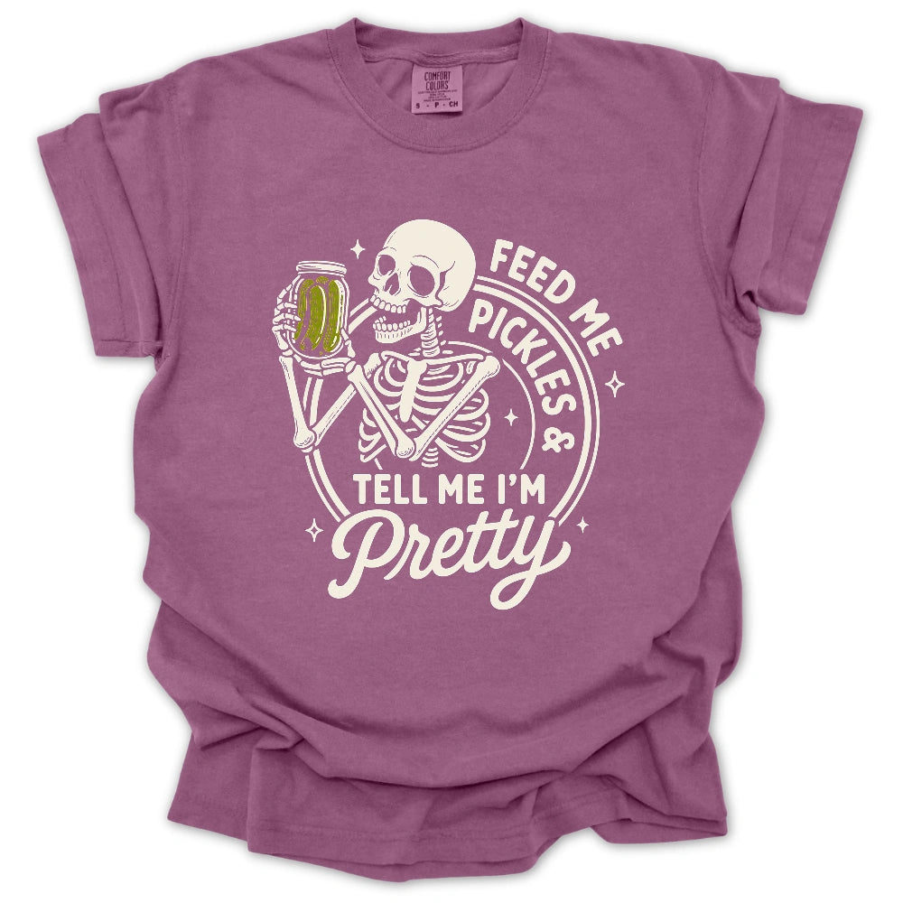 Feed Me Pickles Skeleton T Shirt Gift For Gardener
