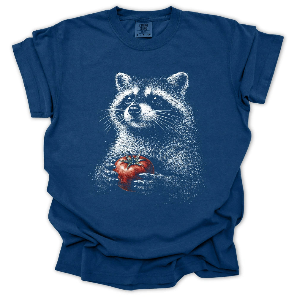 Raccoon And Tomato T Shirt Gift For Gardener