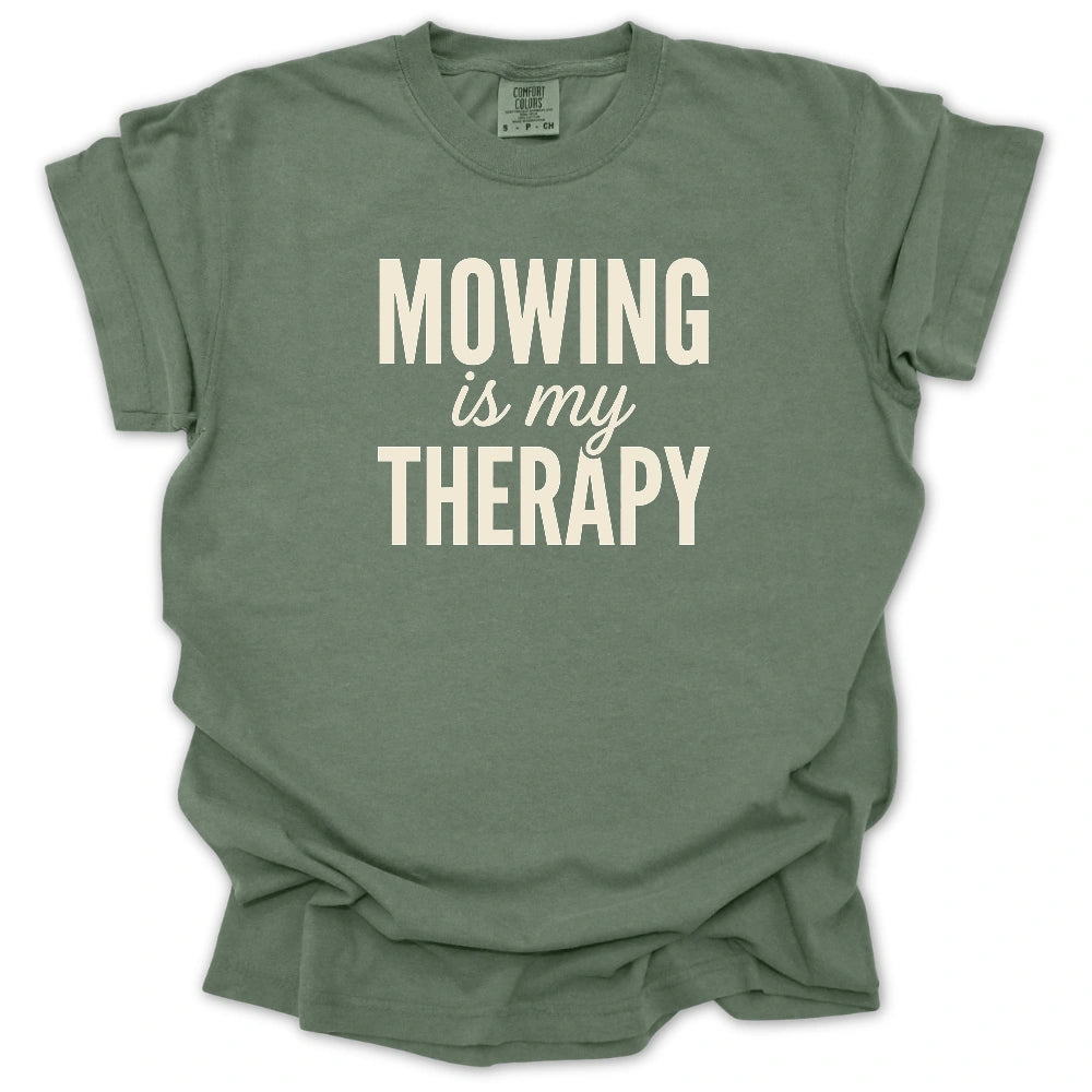 Mowing Is My Therapy T Shirt Gift For Gardener