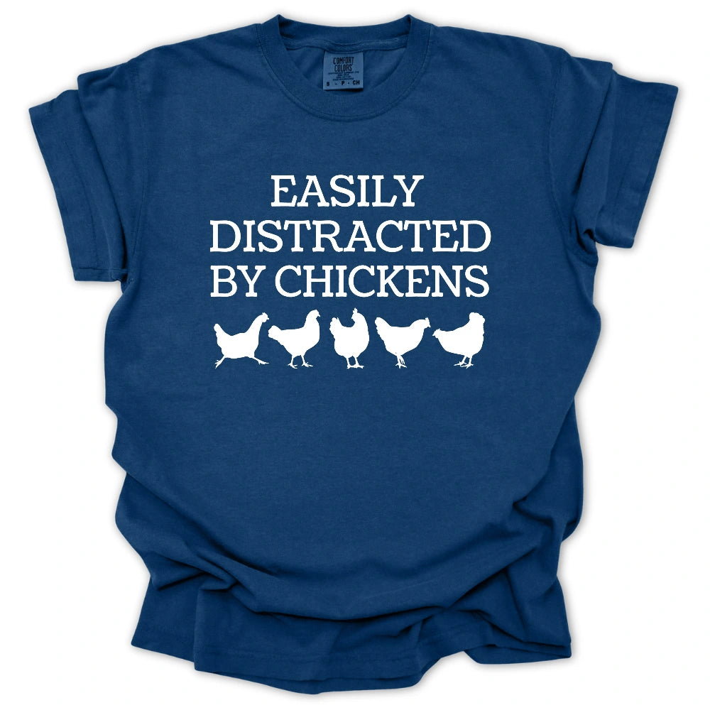 Easily Distracted By Chickens T Shirt Gift For Gardener