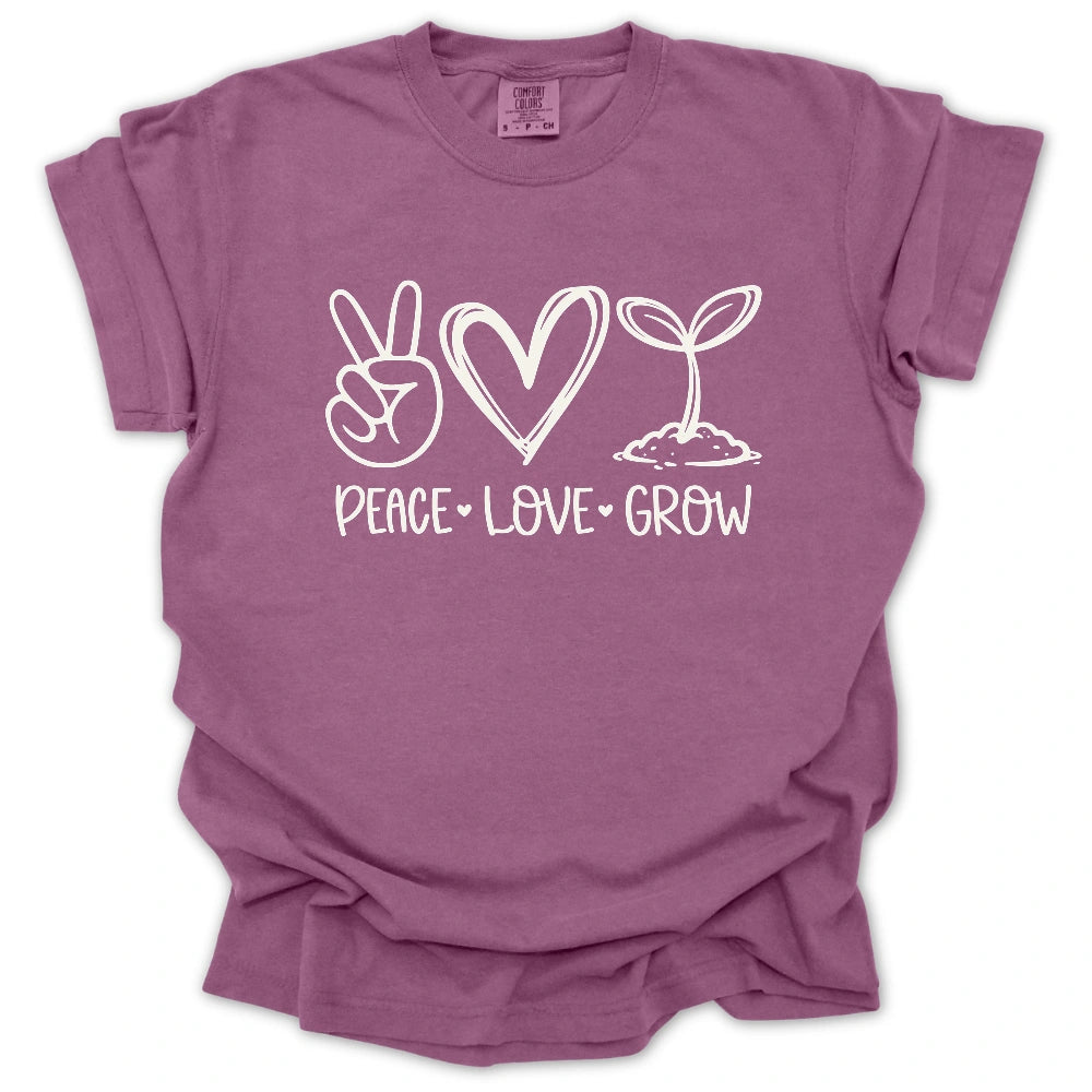 Peace Love Grow T Shirt Gift For Gardener