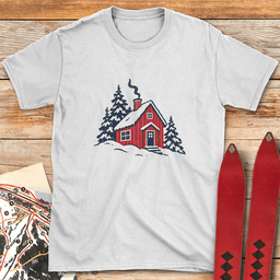 Winter Cabin T Shirt Gift For Skier