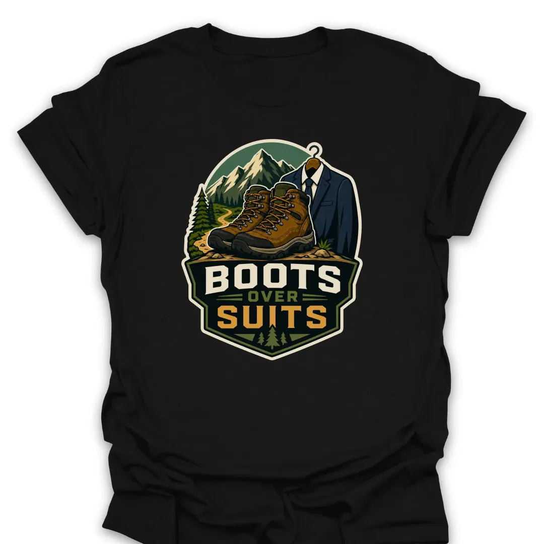 Boots Over Suits T Shirt Gift For Hiker
