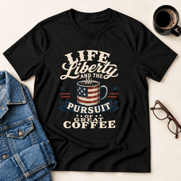 Life Liberty And The Pursuit Of Great Coffee T Shirt Gift For Adults