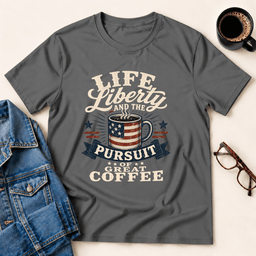 Life Liberty And The Pursuit Of Great Coffee T Shirt Gift For Adults