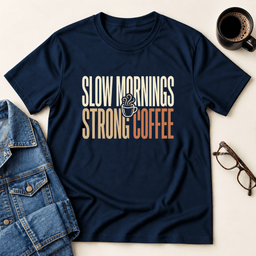 Slow Mornings Strong Coffee T Shirt Gift For Adults