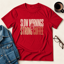 Slow Mornings Strong Coffee T Shirt Gift For Adults