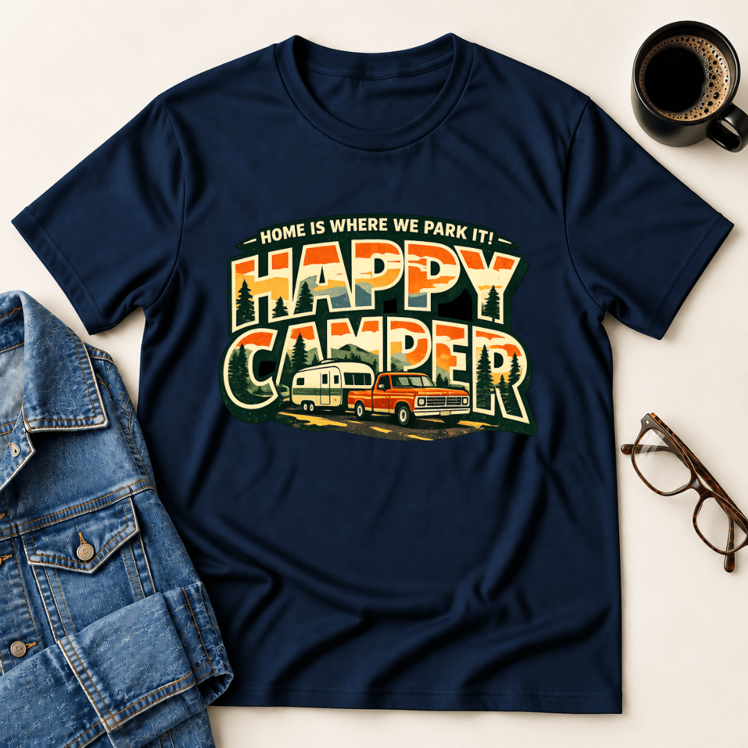 Happy Camper T Shirt Gift For Adults