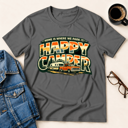 Happy Camper T Shirt Gift For Adults