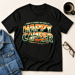 Happy Camper T Shirt Gift For Adults