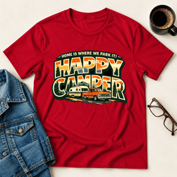Happy Camper T Shirt Gift For Adults