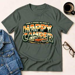 Happy Camper T Shirt Gift For Adults