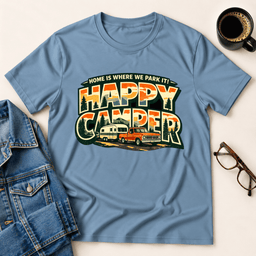 Happy Camper T Shirt Gift For Adults