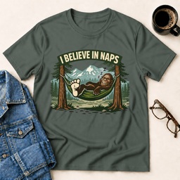Bigfoot I Believe In Naps T Shirt Gift For Adults