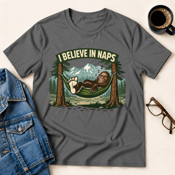 Bigfoot I Believe In Naps T Shirt Gift For Adults