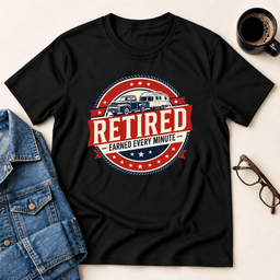 Retired Earned Every Minute T Shirt Gift For Adults